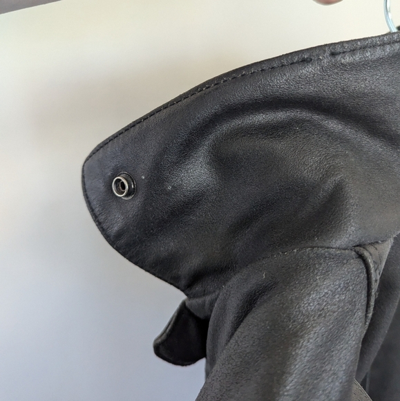 Vintage Distressed Black Leather Bomber Jacket Airborne Aviator - Picture 16 of 17